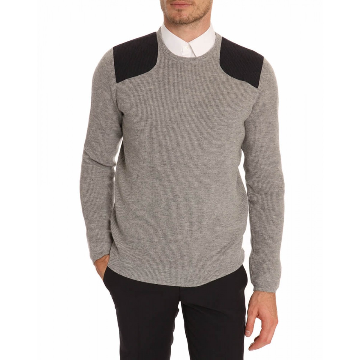 Men Cashmere Knit Pullover with Shoulder Pad