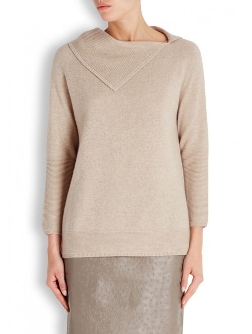 New Design Lady Cashmere Sweater Turn Down Collar