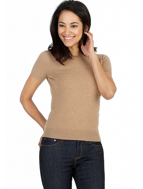 Pure Cashmere Knit Wool Short Sleeve Pullover