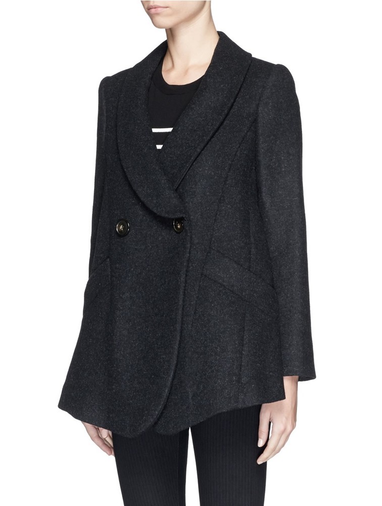 Korean Lady Black Winter Woolen Overcoat