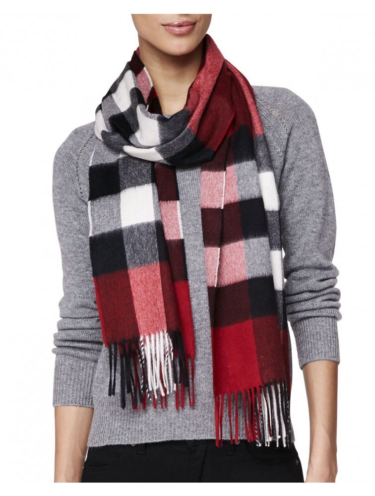 Plaid 100% Cashmere Scarf with Tassel