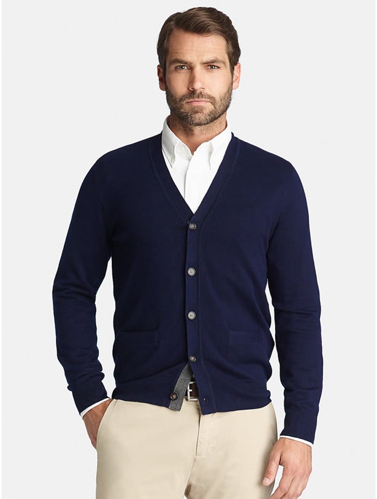 Top Rated Mongolian Navy Cashmere Cardiagn Sweater for Men