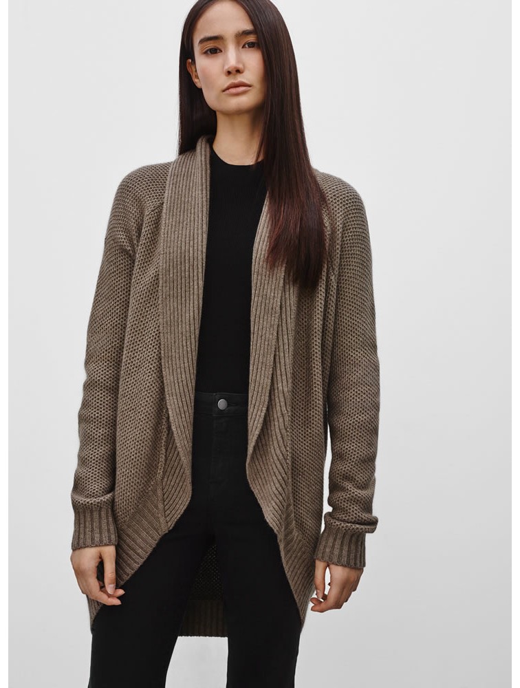Shawl Collar Open Front Cashmere Cardigan