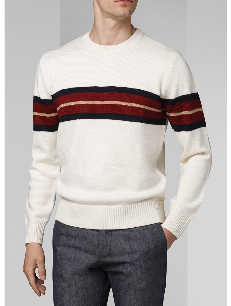 White 12GG Cashmere Pullover for Men