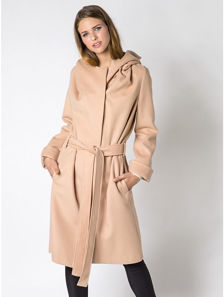 Womens Long Woolen Coat With Hood